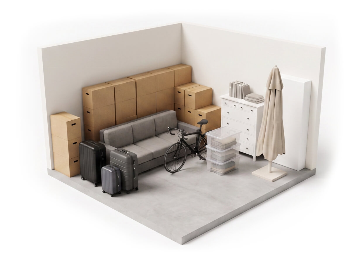 Illustration av vad som ryms i ett 15 m² förråd